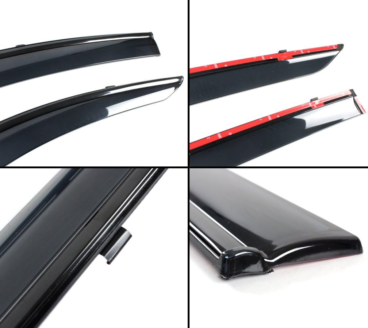 Premium Black Trim Low Profile Smoke Tinted Window Visor Rain Guard Deflector W/Clips Compatible with 2017-2022 Toyota C-HR CHR LE XLE Limited