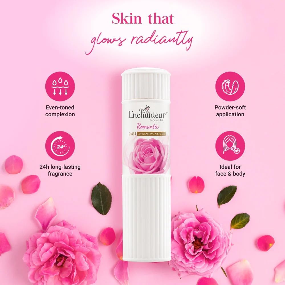 Ench Antaur Romantic Perfumed Talc, 75g, Travel Size, Pack of 2