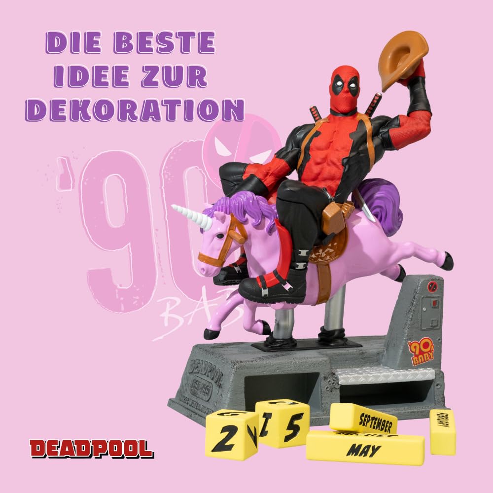 Grupo Erik Ewiger Kalender Marvel Deadpool Figur - 3D Kalender Tischkalender zum Aufstellen - Dauerkalender - Offizieller Marvel Fanartikel Büro Deko