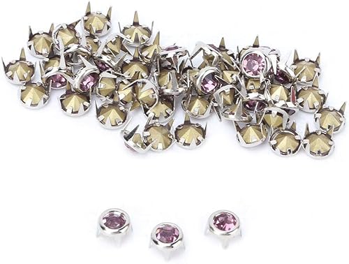ViaGasaFamido Cabeza de clavo de diamantes de imitación, 50 unidades de 0.276 in (0.276 in), garra redonda plateada de grado A, diamantes de