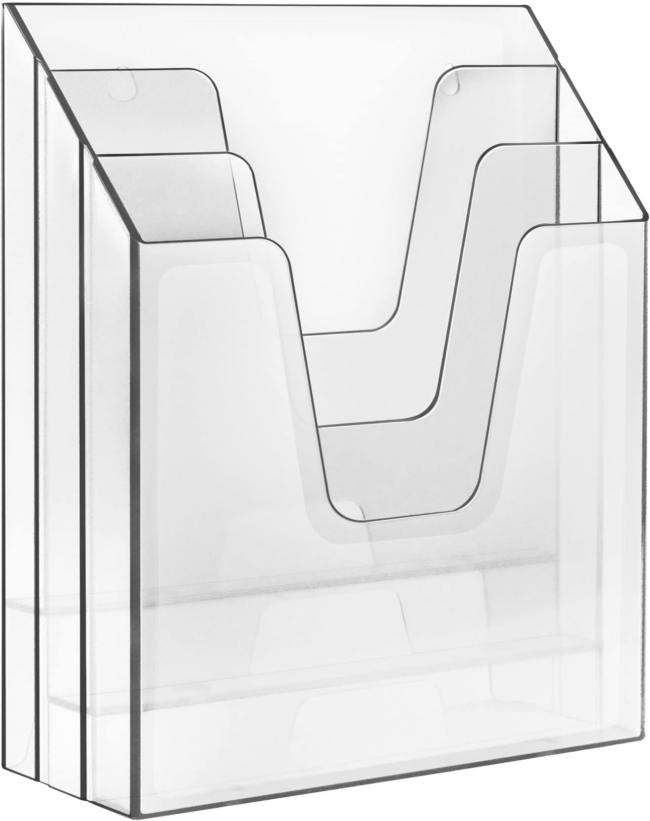 Acrimet Vertical Triple File Folder Holder Organizer, File Sorter (Plastic) (Clear Crystal Color)