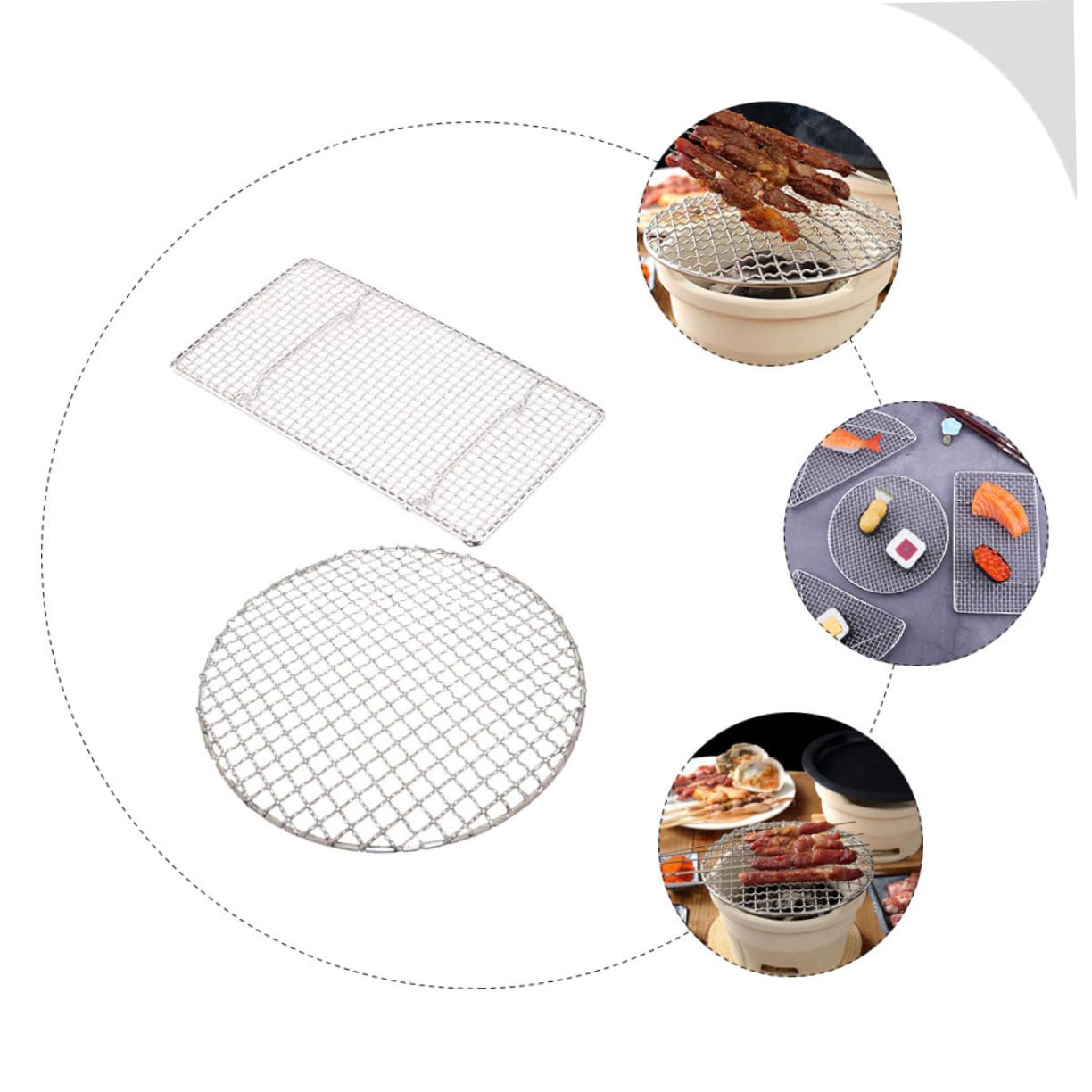 Grillmatte, 2er-Pack Silber for Outdoor-Camping in verschiedenen Größen