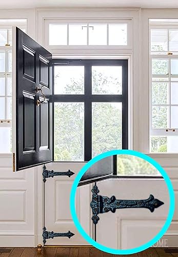 Miniatura 8 de Juego de bisagras en T  4 piezas de bisagras de puerta para vallas de madera resistentes  Bisagras de granero para puertas  Bisagras negras