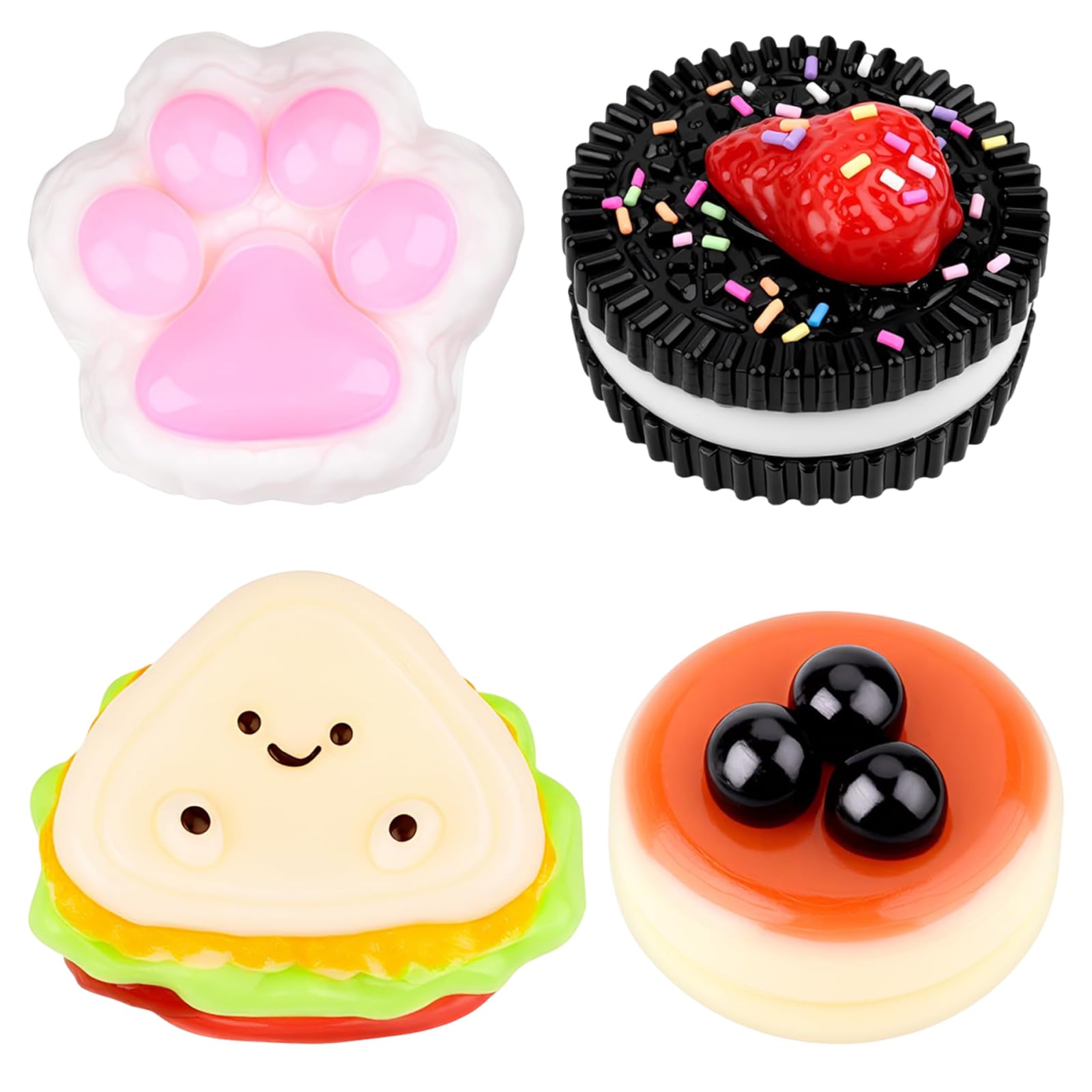 4 PCS Fidget Toys Set, Biscuit Cat Paw Pudding Sandwich, Anxiety Relief, Improving Focus, Sensory Toys for Boys Girls Christmas Stocking Fillers Birthday Gifts