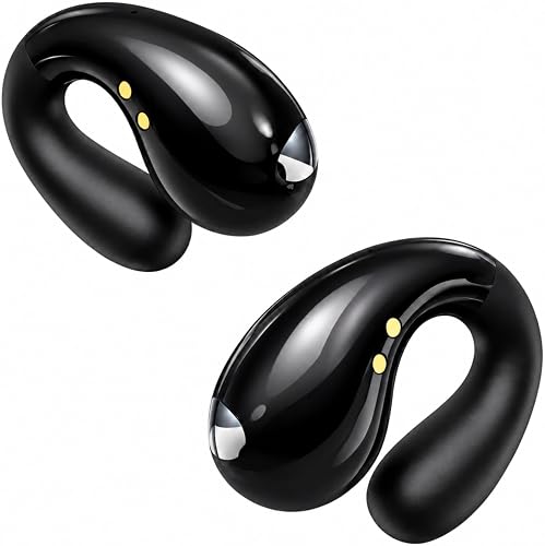 Boytond Ultra Open Ear Earbuds - Comfortable Clip-On Bone Conduction Earbuds, Over-The-Ear Open Headphones with Waterproof Build for Running, Gym Workouts, and Outdoor Sports, Obsidian Black - 80% off