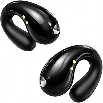 Boytond Ultra Open Ear Earbuds - Comfortable Clip-On Bone Conduction Earbuds, Over-The-Ear Open Headphones with Waterproof Build for Running, Gym Workouts, and Outdoor Sports, Obsidian Black