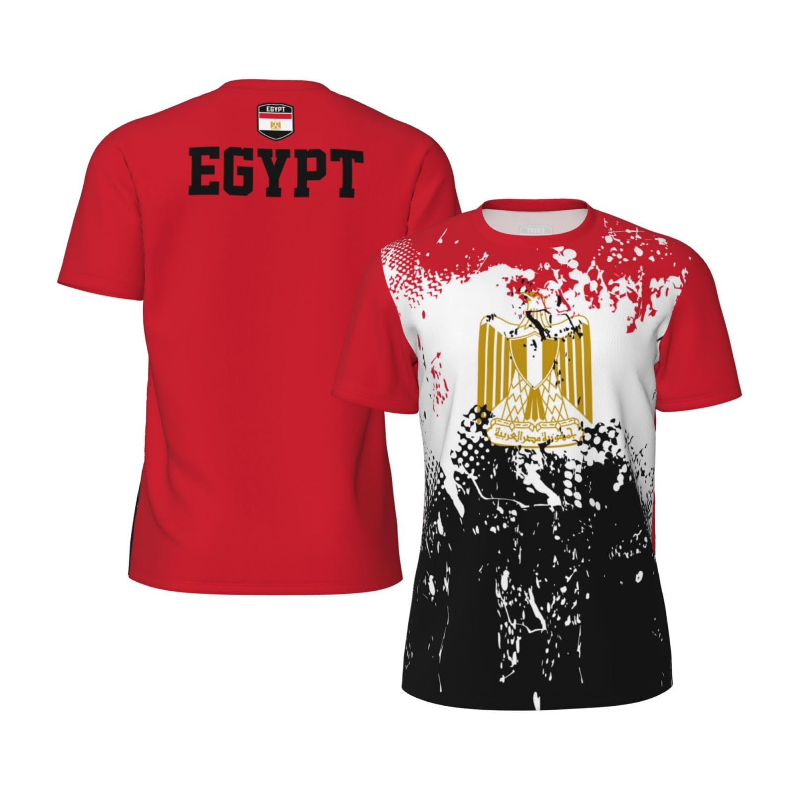 YiiLi Egypt Flag Grain Sports Mesh T-Shirt Retro Jerseys for Running Cycling Soccer Tennis Fitness Climbing