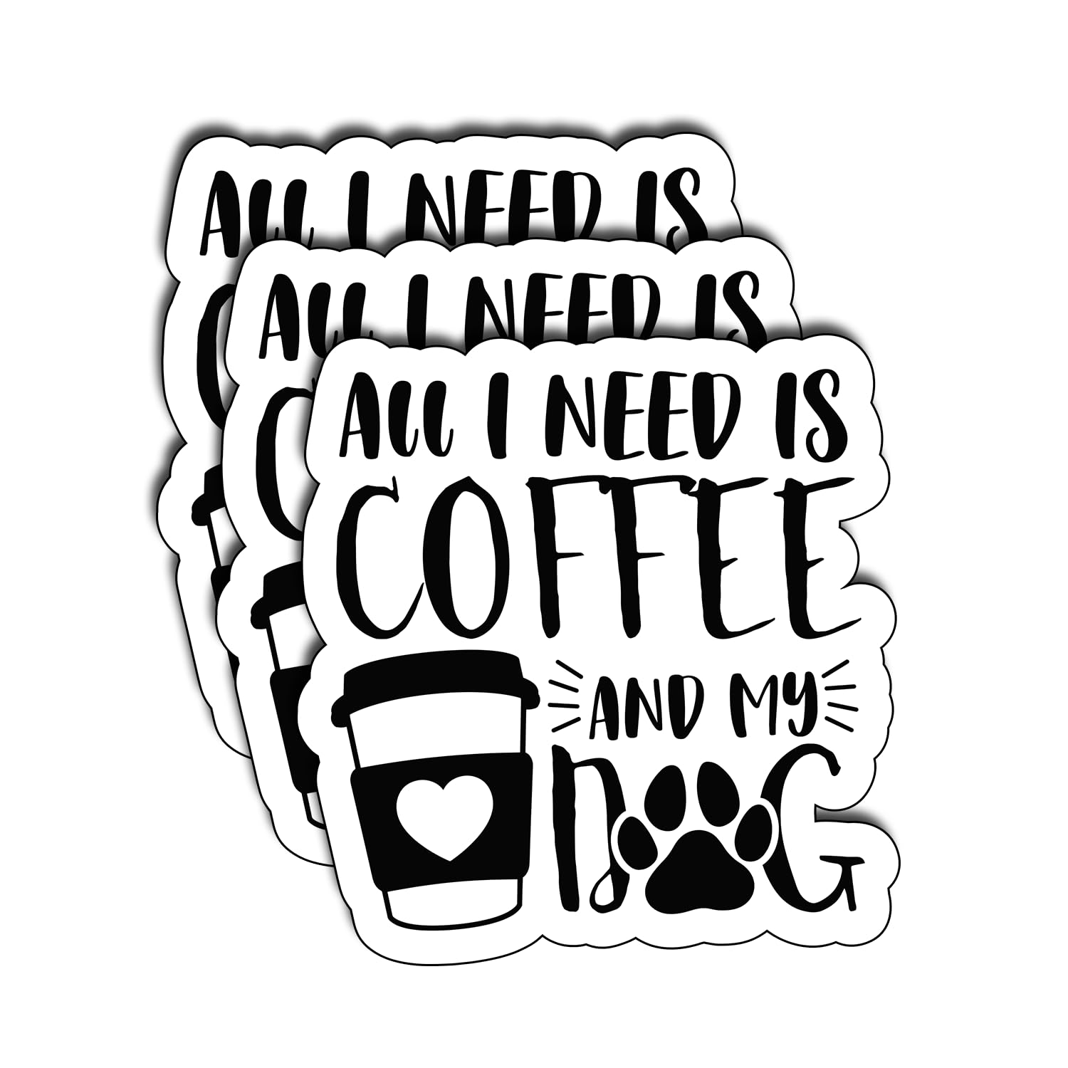 (3 PCS) All Need Coffee and Dog Sticker, Celebrate Your Mom Love, Gifts for Grandma Decoration Books Laptops Phones Waterproof Vinyl for Water Bottle Christmas Thanksgiving Gifts Funny 3x2.7 Inch