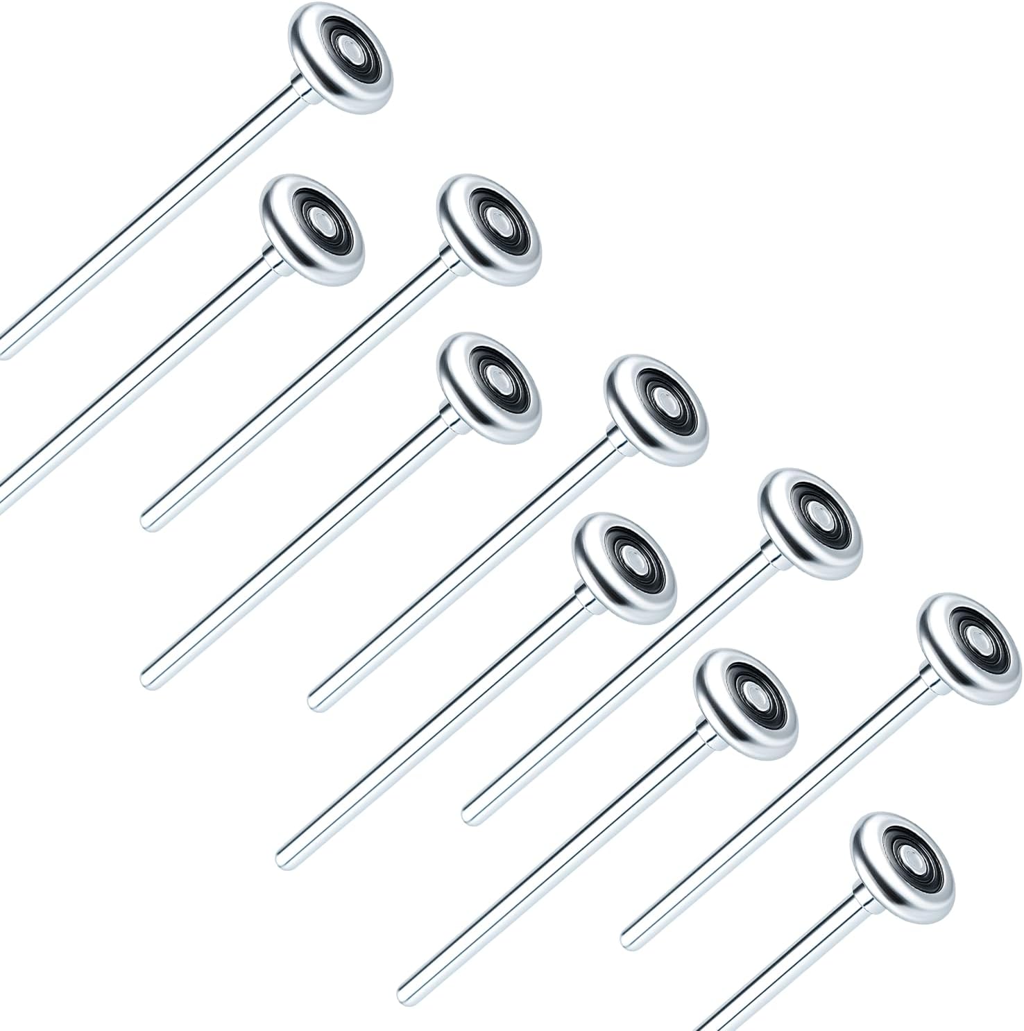 10-Pack 9" Long Stem Steel Garage Door Rollers - Commercial Grade Heavy Duty Replacement for 2" Track - Quiet 10-Ball Precision Bearings, Anti-Shake & High Load Capacity