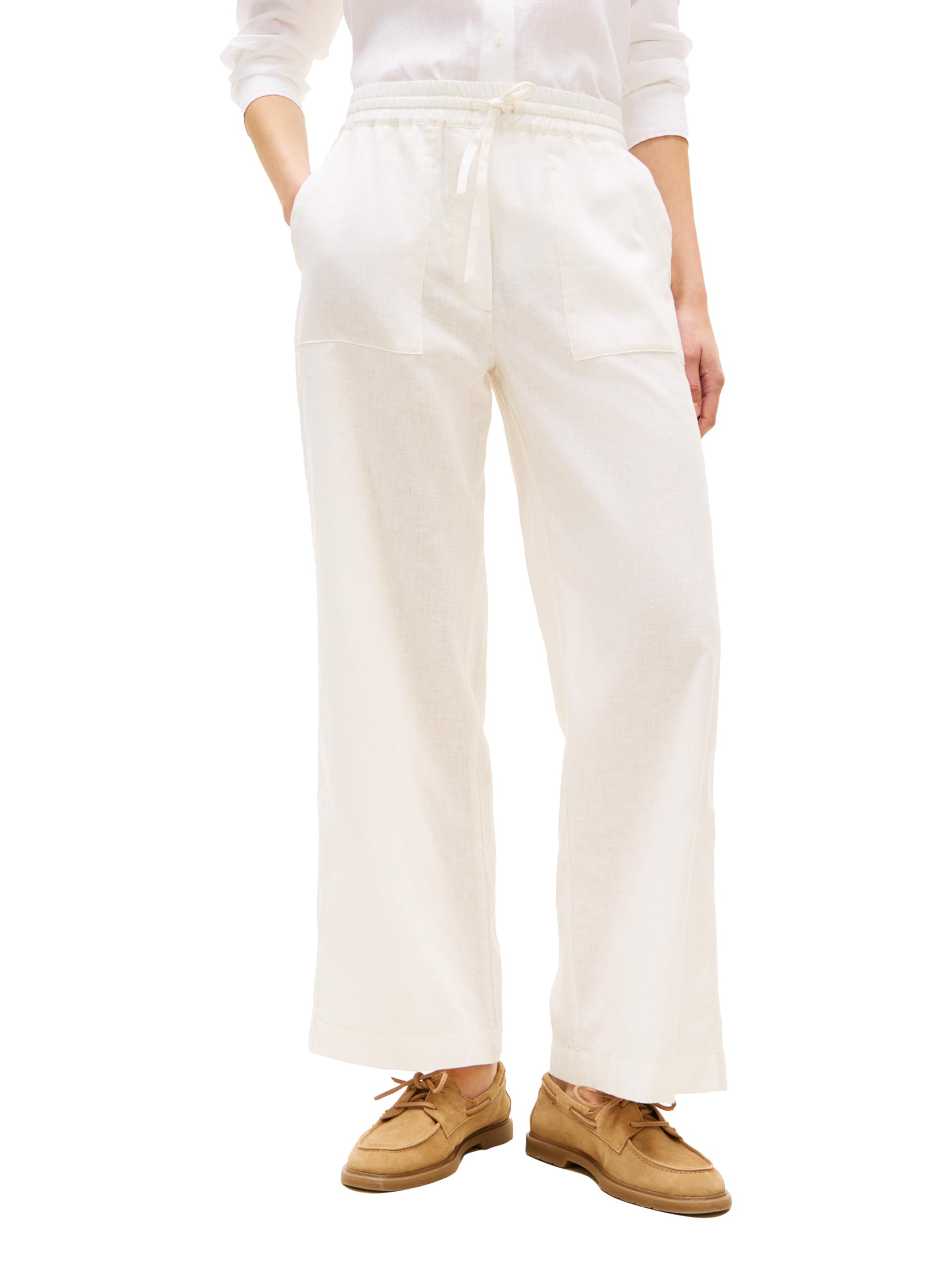 Photo 1 of Tommy Hilfiger Women's Linen Wide Leg Pull on Pants, Ecru X-Large