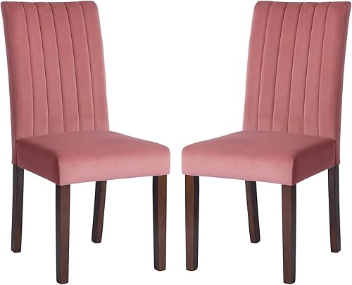 FurnitureR Juego de 2 sillas de comedor, modernas de mediados de siglo, tapizadas de terciopelo con patas de madera maciza para comedor, cocina,