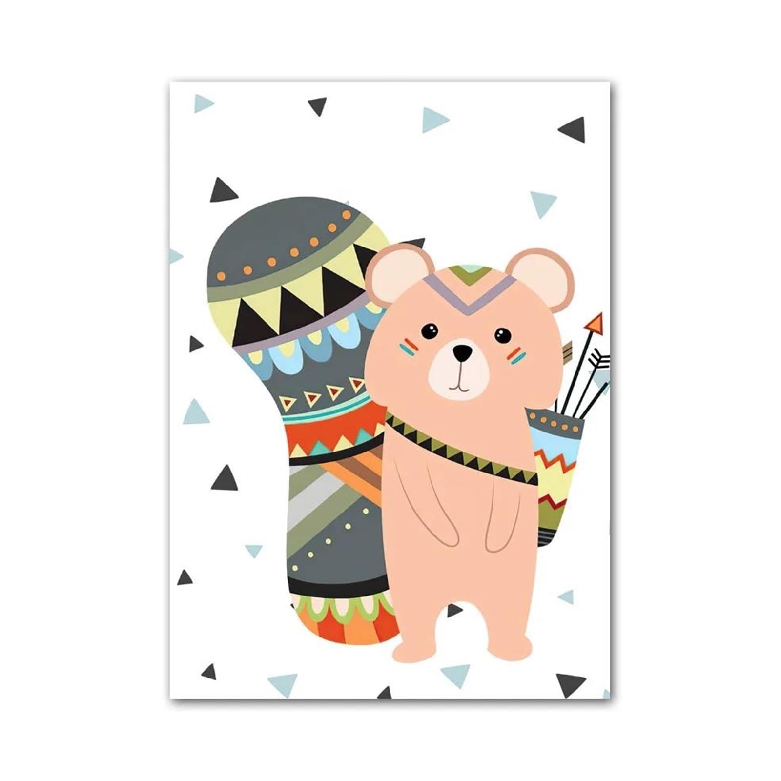 XENITE Wall Art Canvas Prints Kawaii Bear Deer Owl Fox Monkey Feather Nursery Animal Posters No Frame Wall Art Canvas Prints Pictures Kids Room Decor(D,30x40cm)
