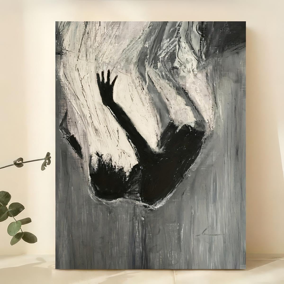 CWZBFEH Abstract Embrace Canvas Wall Art, Modern Artwork, for Living Room(60x80cm/No frame)