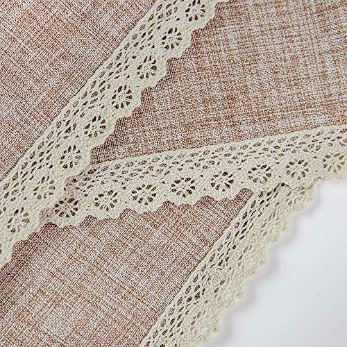Glory Season Linen Rustic Burlap Washable Tablecloth,Solid Heavy Weight Tan 55 X 70 Rectangle Overlay Lace Edge Table Cover For Kitchen Dinning Decoration … #TOP5
