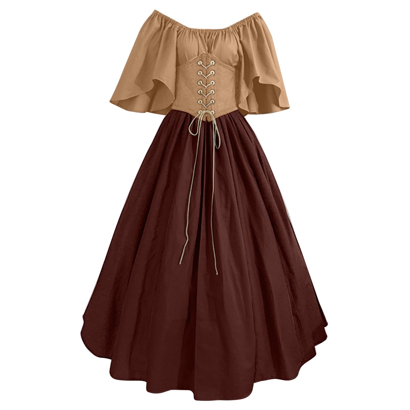 Womens Renaissance Costume Vintage Elegant Lace up Halloween Gown Princess Dress with Corset Medieval Evening Party Prom Cocktail Swing Victorian Dresses for Ladies