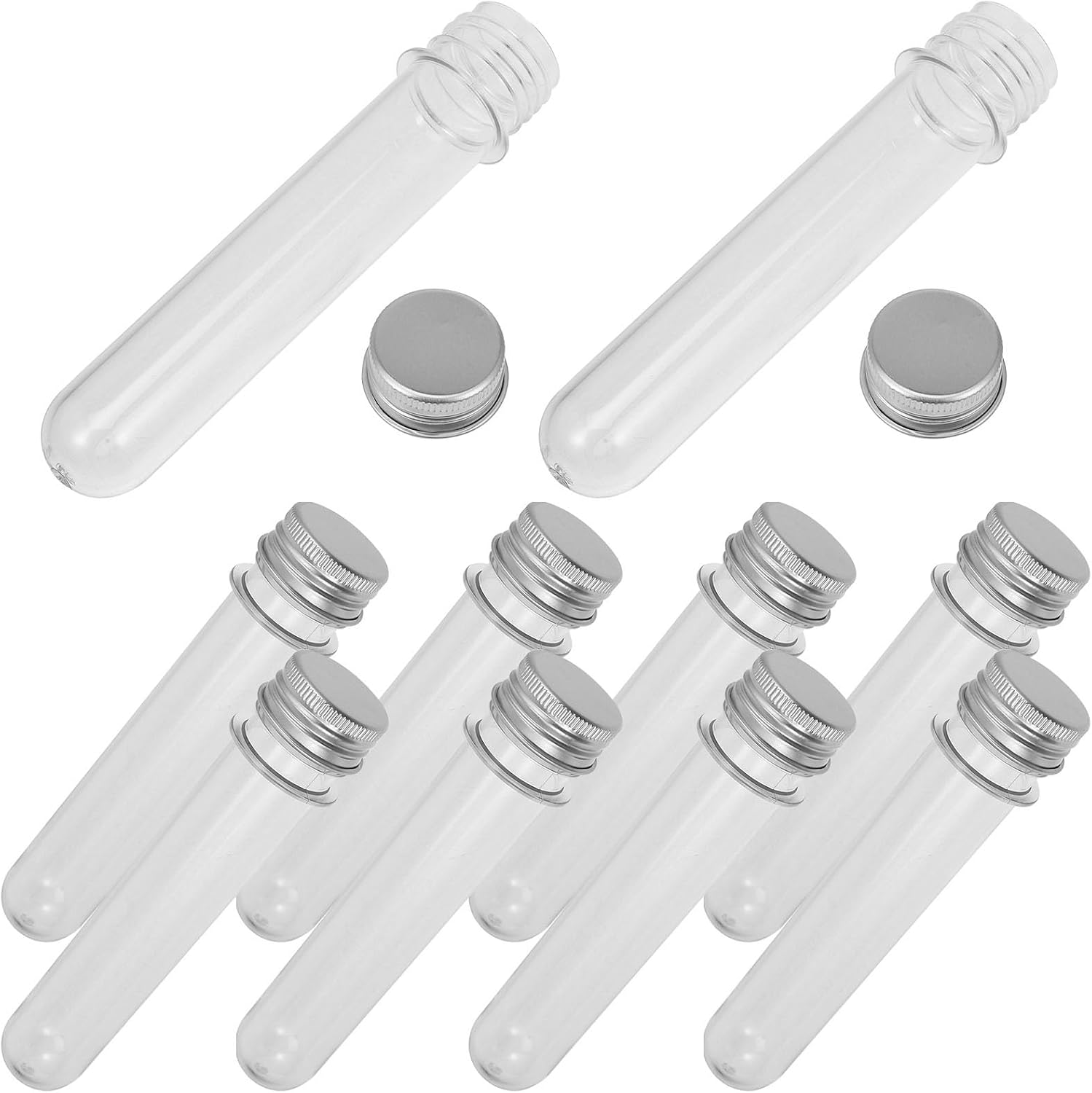 OSALADI 10pcs 40ml Silver Multi-function Plastic Candy Test Tubes with Lids Wedding Party Candy Storage Containers Household Accessory Bottles