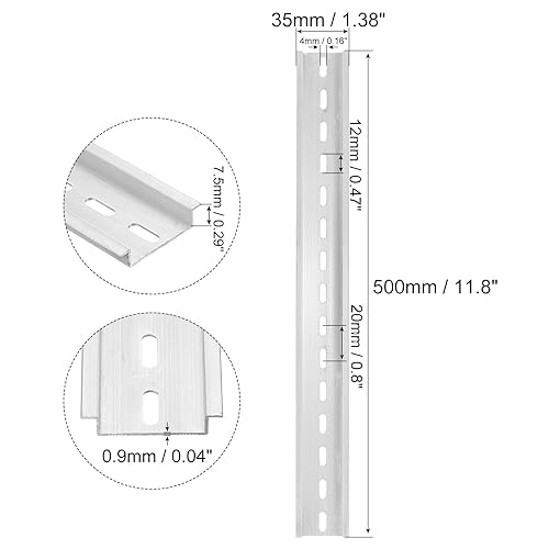 Miniatura 2 de MECCANIXITY Guía de montaje de aluminio ranurado para riel DIN de 20 pulgadas (19.685 in) de largo, 1.378 in de ancho, 0.295 in de alto, tono