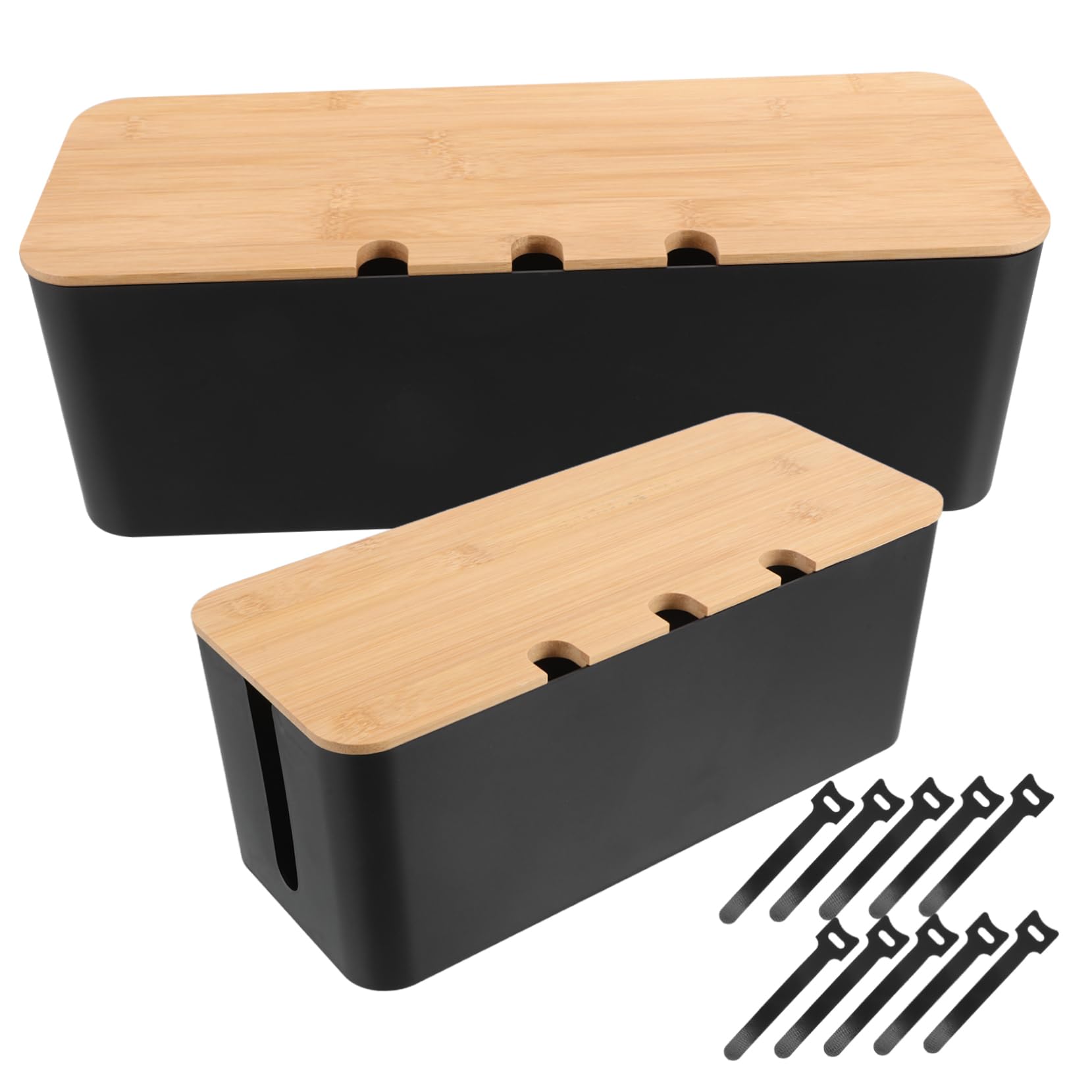 Kabelmanagementbox mit Löchern 1 Satz aus Kunststoff und Holz