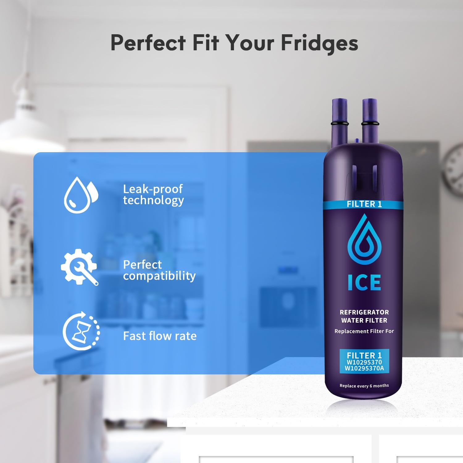 3 Pack W10295370a Refrigerator Water Filter Compatible with Whirlpool Water Filter 1,W10295370,EDR1RXD1,P4RFWB,Kenm0re 46-9081,Kenm0re 46-9930(Blue) - Image 5