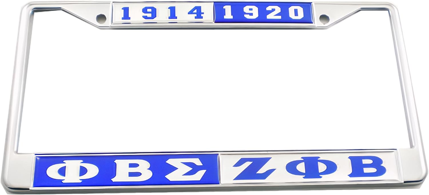 Phi Beta/Β Sigma + Zeta Phi/&; Split Founder Year License Plate Frame [Blue/Silver - Car/Truck] - ID#105767