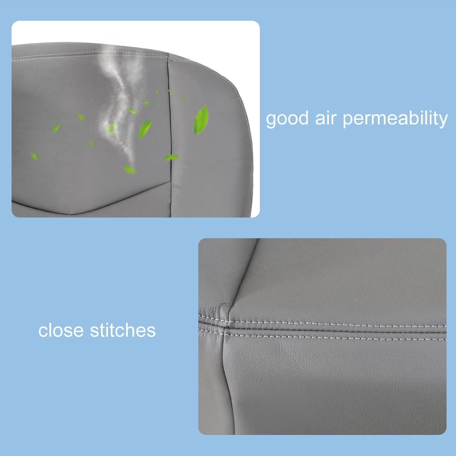 FZJDSD Gray Driver Side Bottom Replacement Microfiber Leather Seat Cover Compatible with Chevy Silverado Tahoe Suburban Avalanche GMC Yukon Sierra 2003 2004 2005 2006