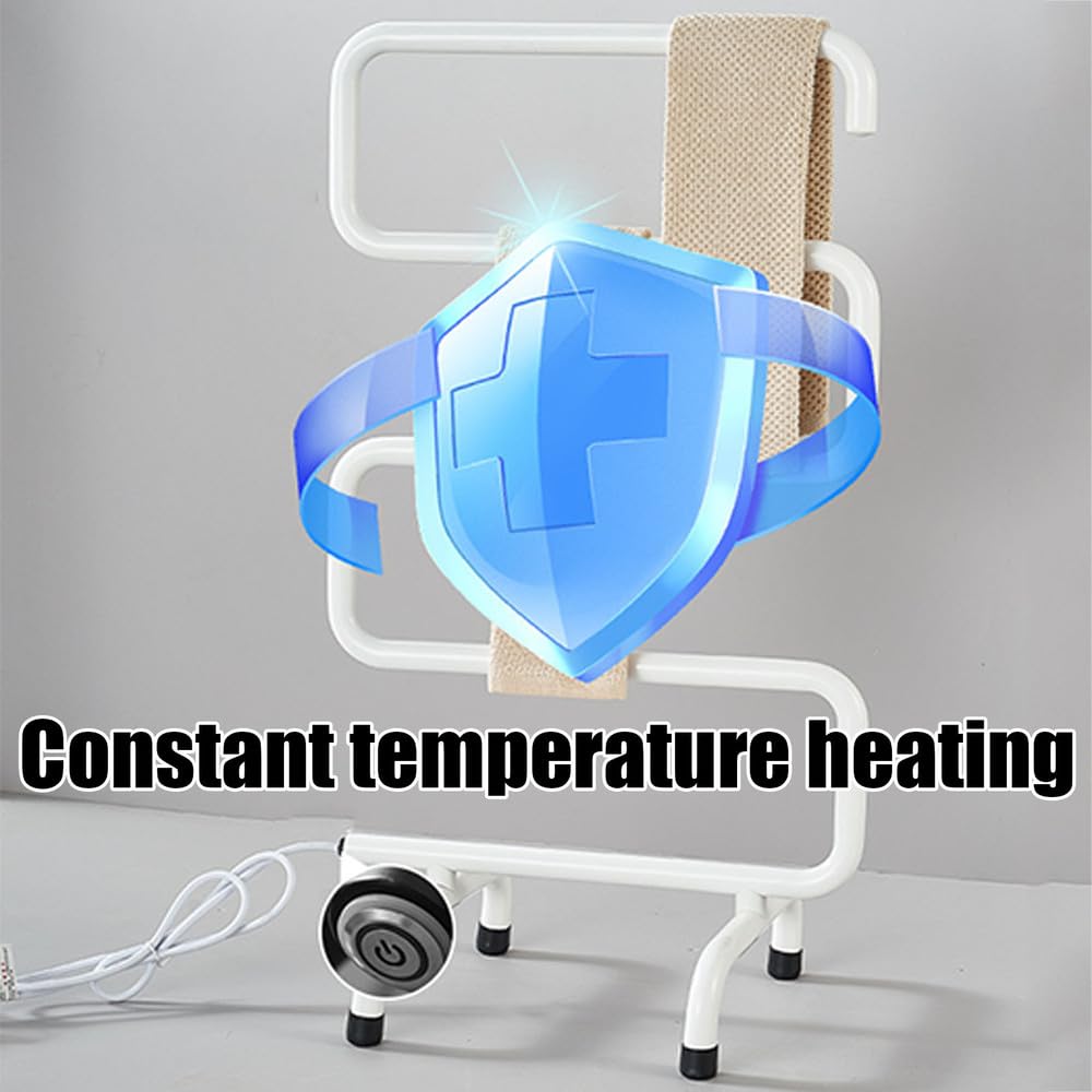Scaldasalviette Elettrico Bagno da Terra,Porta Asciugamani Bagno Termosifone Elettrico Basso Consumo,Acciaio Inox Termoarredo Asciugamani da Bagno,Plug-in,A White,Plug in