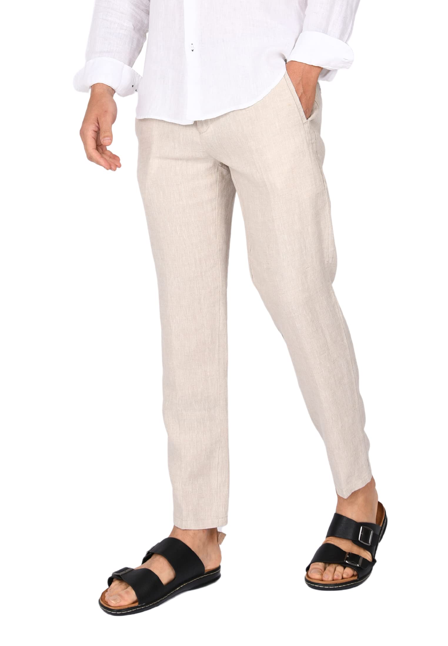 Ciabalù Herrenhose, Leinen, elegant, Caprihose, Sommer, kühl und bequem, Tasche für Amerika, Übergrößen, beige, 42