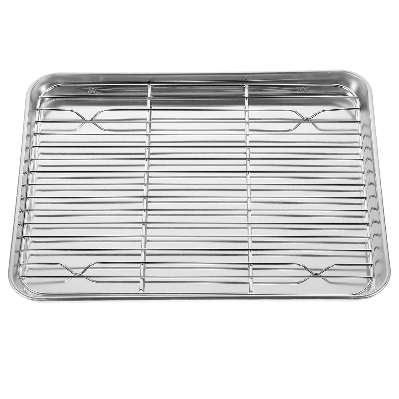 DOITOOL Lot de 1 plaques de Cuisson rectangulaires en Acier Inoxydable avec Support de Refroidissement Amovible 31 x 24 x 2,5 cm