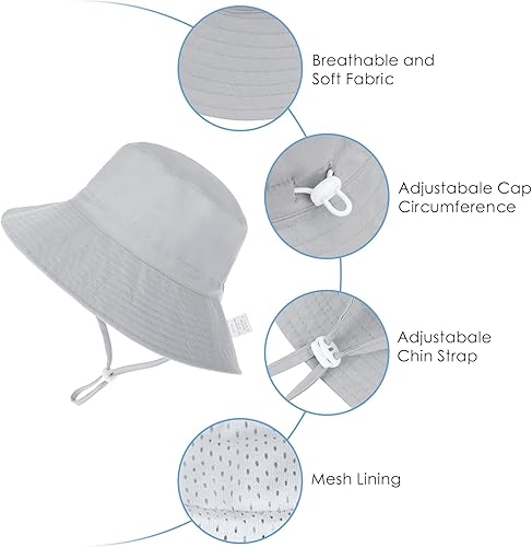 Miniatura 5 de Sombrero de sol para bebé, sombrero de sol para niños y niñas, gorra ajustable con protección solar UPF 50+