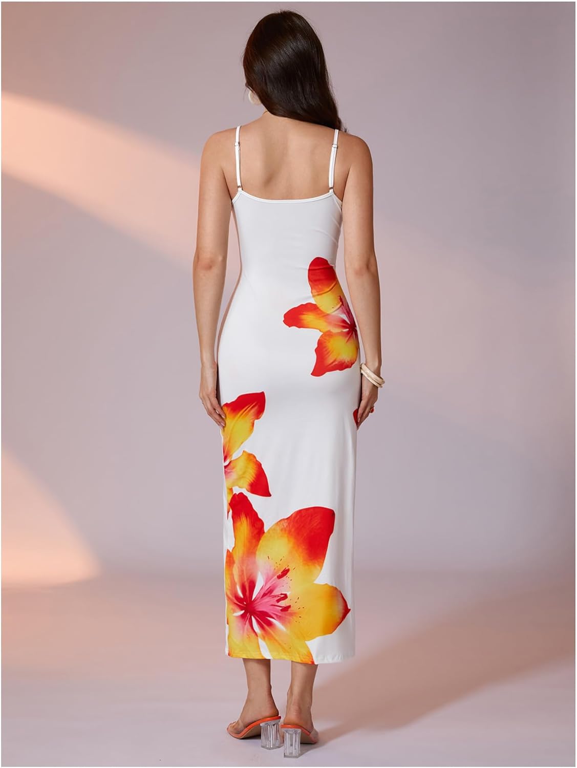 Milumia Women's Floral Cami Maxi Dress Summer Spaghetti Strap Slip Party Long Bodycon Fishtail Dress - Image 2