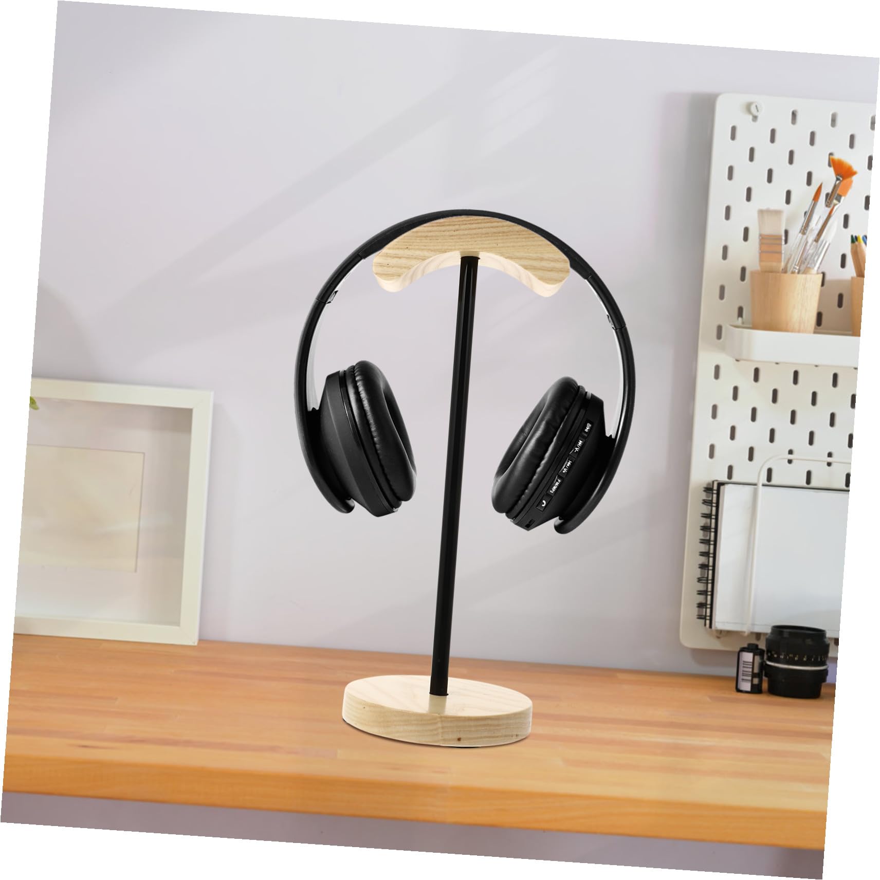 jojofuny Supporto Per Cuffie Legno Stand Per Headset Gaming Porta Cuffie Stabile Con Design Ad Supporto Da Tavolo Per Casa e Negozio