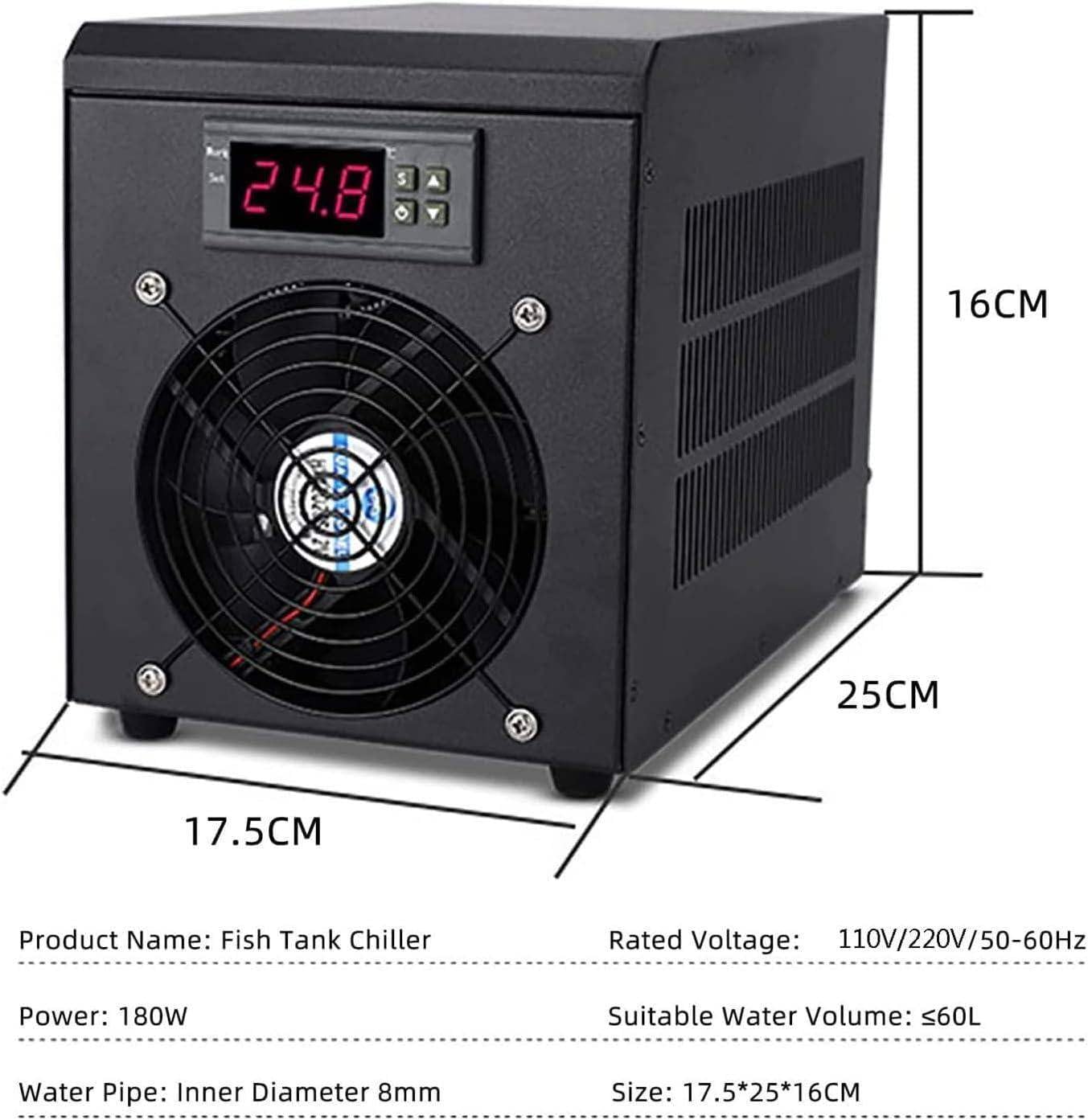 Chłodziarka do akwarium, 60L Chiller Bounus Pump Kit Chłodziarka do akwarium Sprzęt do uprawy owoców morza, do akwariów domowych, krewetki Coral Crystal 220 V z pompą