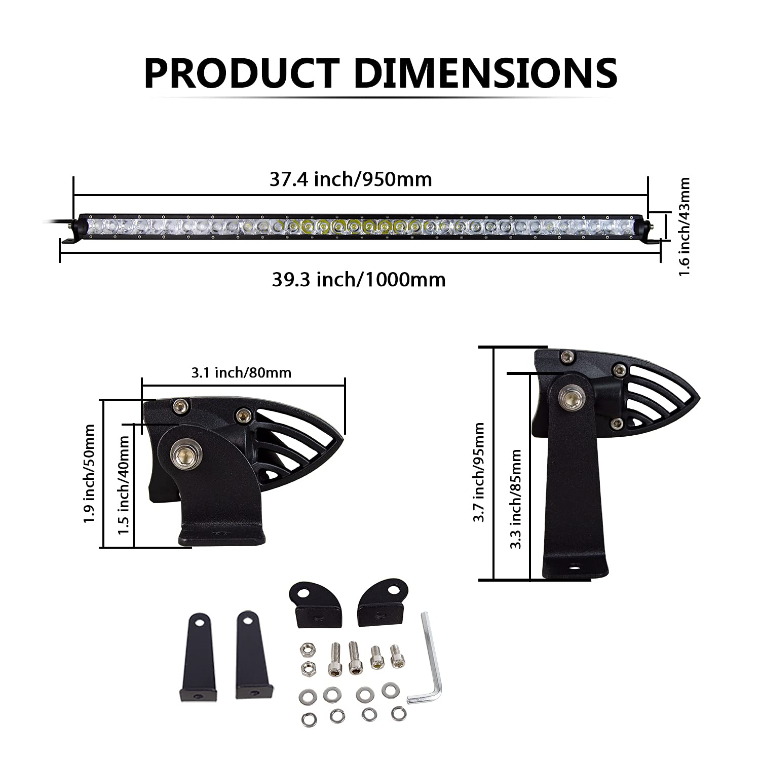 PICAA 38 cali LED listwa świetlna 180 W jednorzędowa wiązka punktowa terenowa LED listwa świetlna lampa robocza do samochodów ciężarowych Jeep 4WD ATV UTV SUV łódź 12 24 V