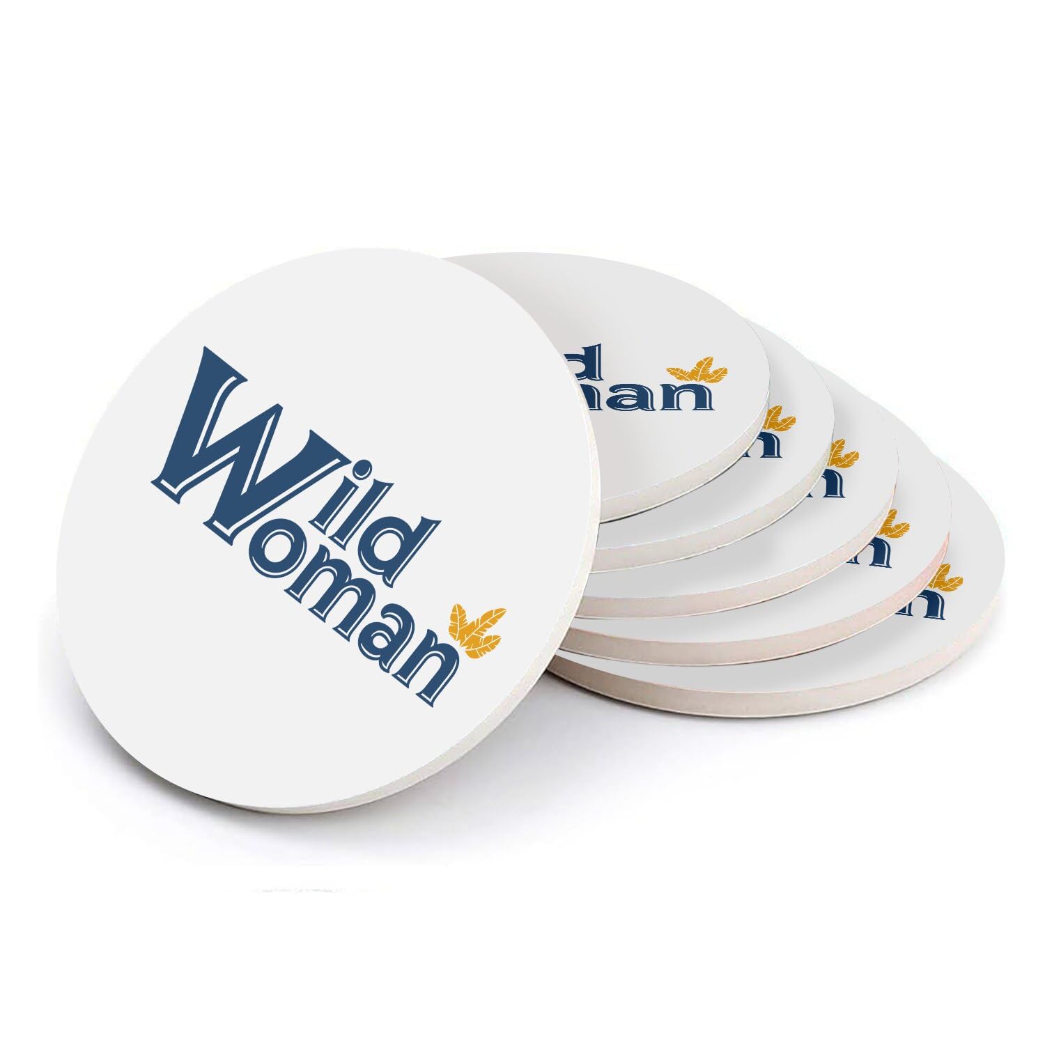 Sous verre ronds en céramique absorbante anti-rayures Wild Woman pour protéger vos meubles d'art