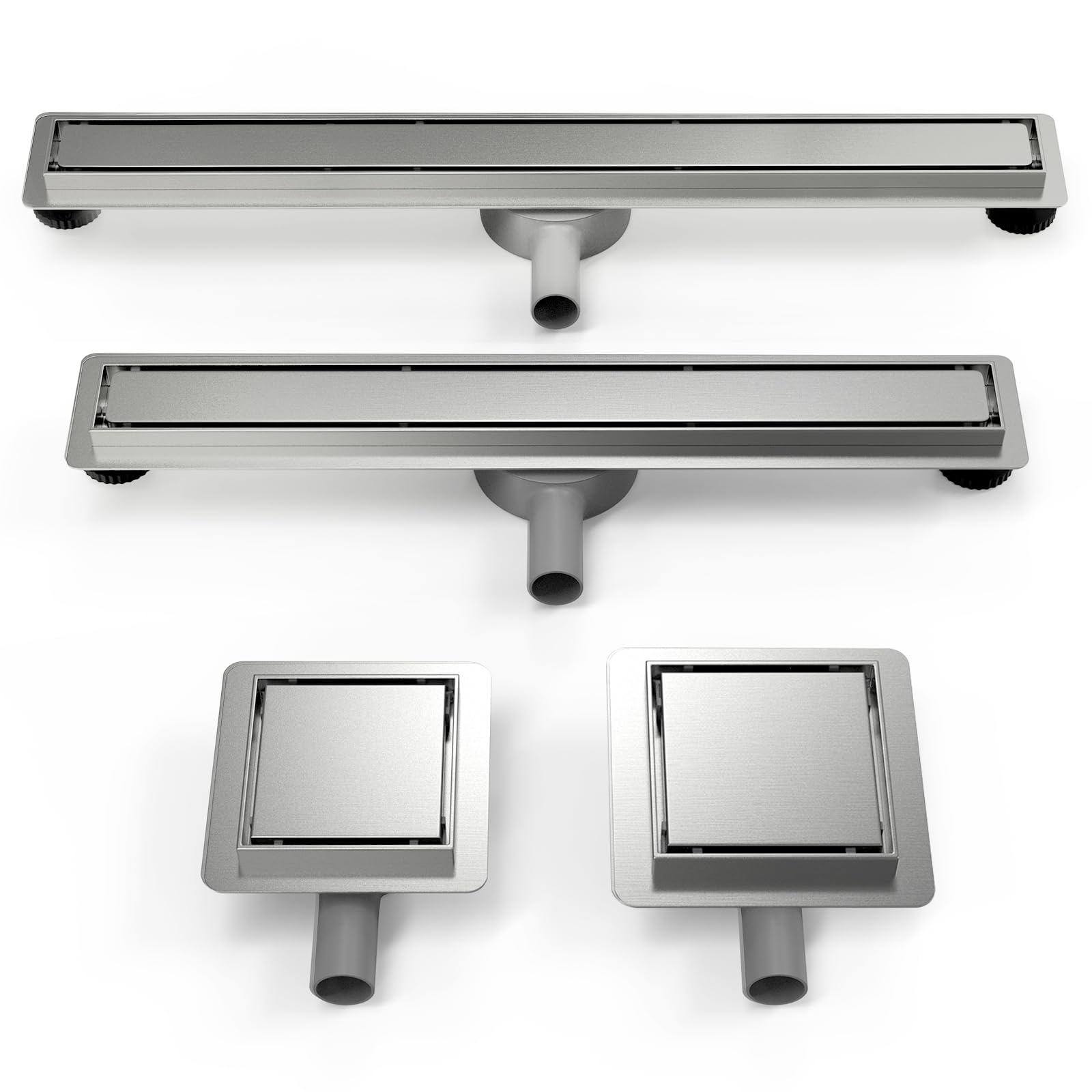 EFUTURETIME 70cm Canaletta Scarico Doccia a Pavimento in Acciaio Inox, Piletta Doccia Piatto Piastrellabile 2 in 1 Sifone a 360° con Filtro Antiodore e Anti-Capelli per Doccia Walk-in
