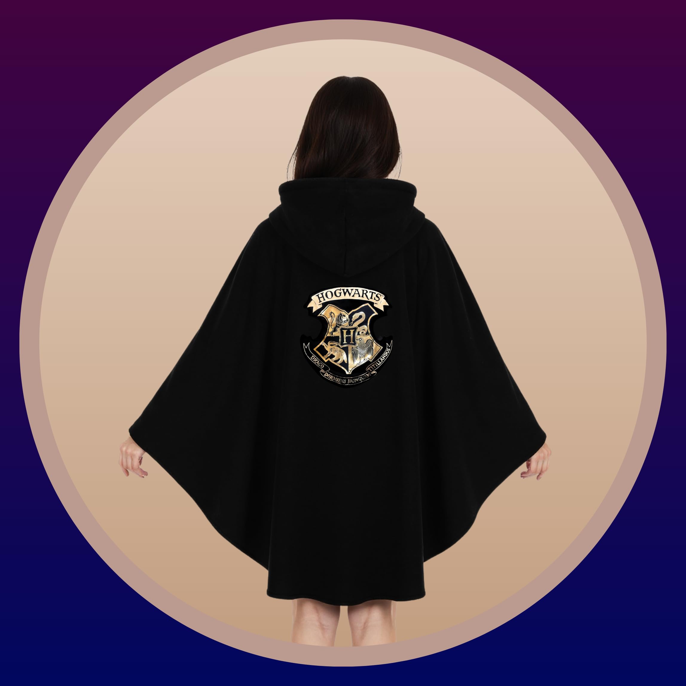 Harry Potter Couverture à Capuche, Design Polaire Sweat a Capuche Poudlard Poncho, Cape Gryffondor Officielle, Cadeau pour Adultes et Adolescents
