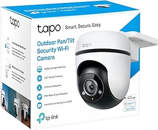 Tapo 1080p Full HD Outdoor Pan/Tilt Security Wi-Fi Camera, 360° Motion Detection, IP65 Weatherproof, Night Vision, Cloud &SD Card Storage, Works with Alexa&Google Home (Tapo C500) White