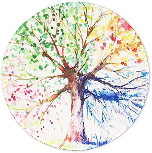 BOSOBO Mouse Pad, Personalized Round Mousepad, Small Mouse Mat with Designs, Customized Mouse Pad for Women Girls Office Dorm Computer Laptop Travel, 7.9 x 7.9 Inch (Tree of Life Colorful)