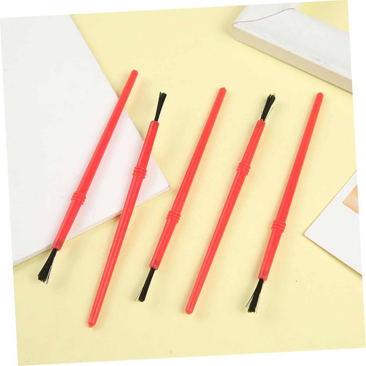 HOMSFOU 5 Series Cepillos para Departamento Arte Cepillo De Pintura Pinceles En Miniatura Pincel De Acuarela Suministros De Pintura Pintar Páginas Rojo 100 Piezas*5