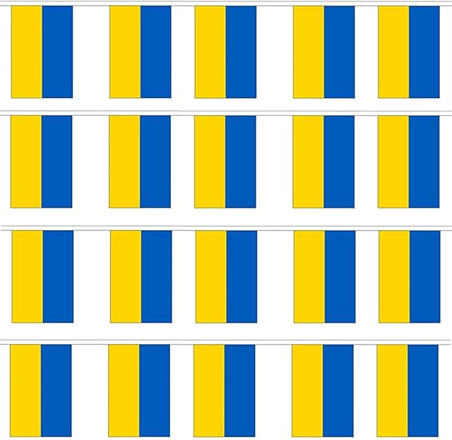32ft Ukraine Flag Ukrainian Bunting Banner With 38 Mini Rectangular Flags Ukraine Flag String Bunting for Party,Sports Events, Festivals, Celebrations Decorations