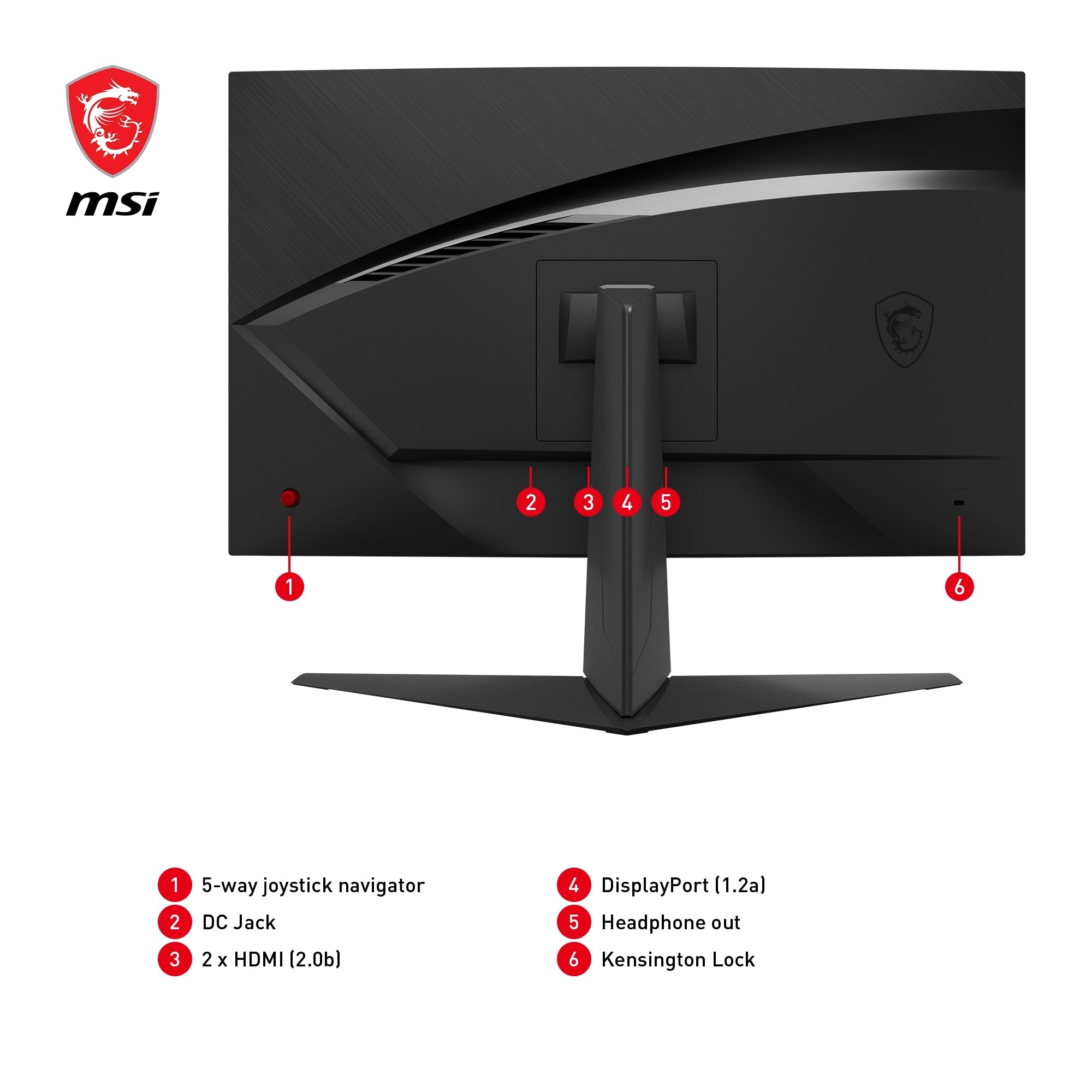 MSI G24C6 E2 Zakrzywiony ekran PC do gier 23,6" Full HD - panel VA 1500R, 1920x1080, 180Hz/1ms, 16:9, FreeSync Premium - HDMI 2.0b, DisplayPort 1.2a