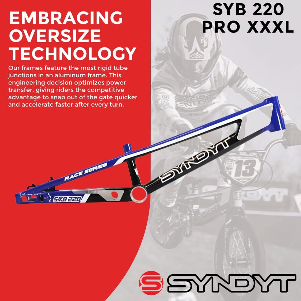 220 Pro 3XL BMX Racing Bike Frame – 22” Top Tube, 6061-T6 Aluminum (4.15 lbs), Tapered 42/52 Head Tube, B52 Tech BB, 10/15/20mm Hubs, 140mm Disc Brake, Chain Tensioners – Bicycle Frame