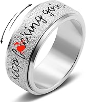 Vista 61 de Titanium Stainless Steel Anxiety Ring for Women Men Fidget Spinner Ring, Size 6-12, Width 6MM, 5-Color: Rose Gold-Rainbow-Silver-Black-Blue