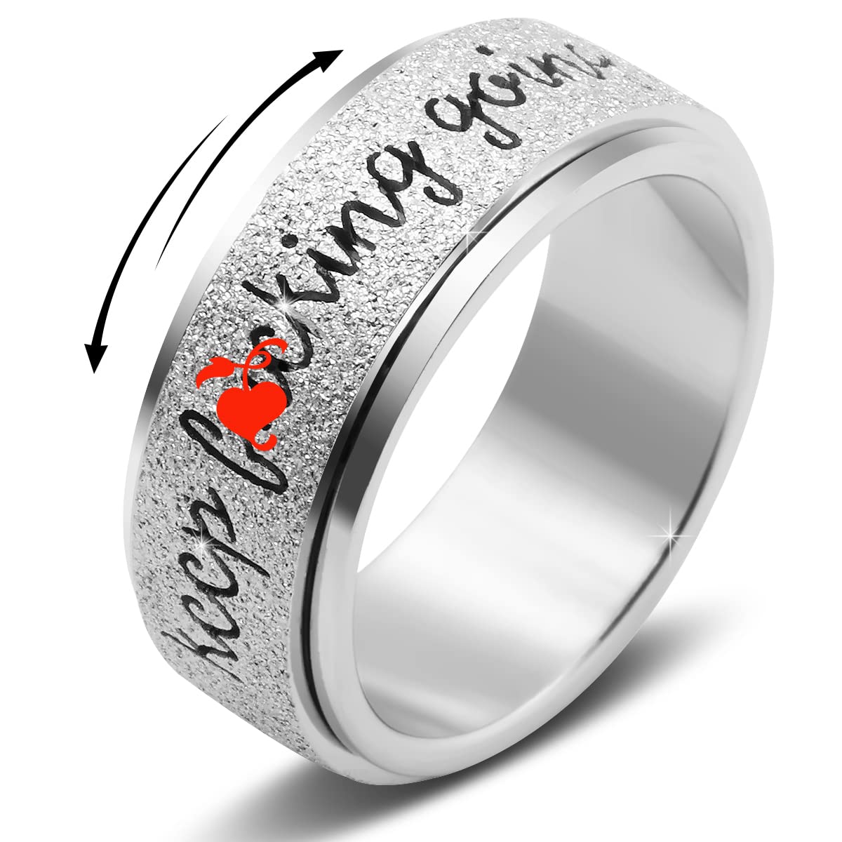 Titanium Stainless Steel Anxiety Ring for Women Men Fidget Spinner Ring, Size 6-12, Width 6MM, 5-Color: Rose Gold-Rainbow-Silver-Black-Blue