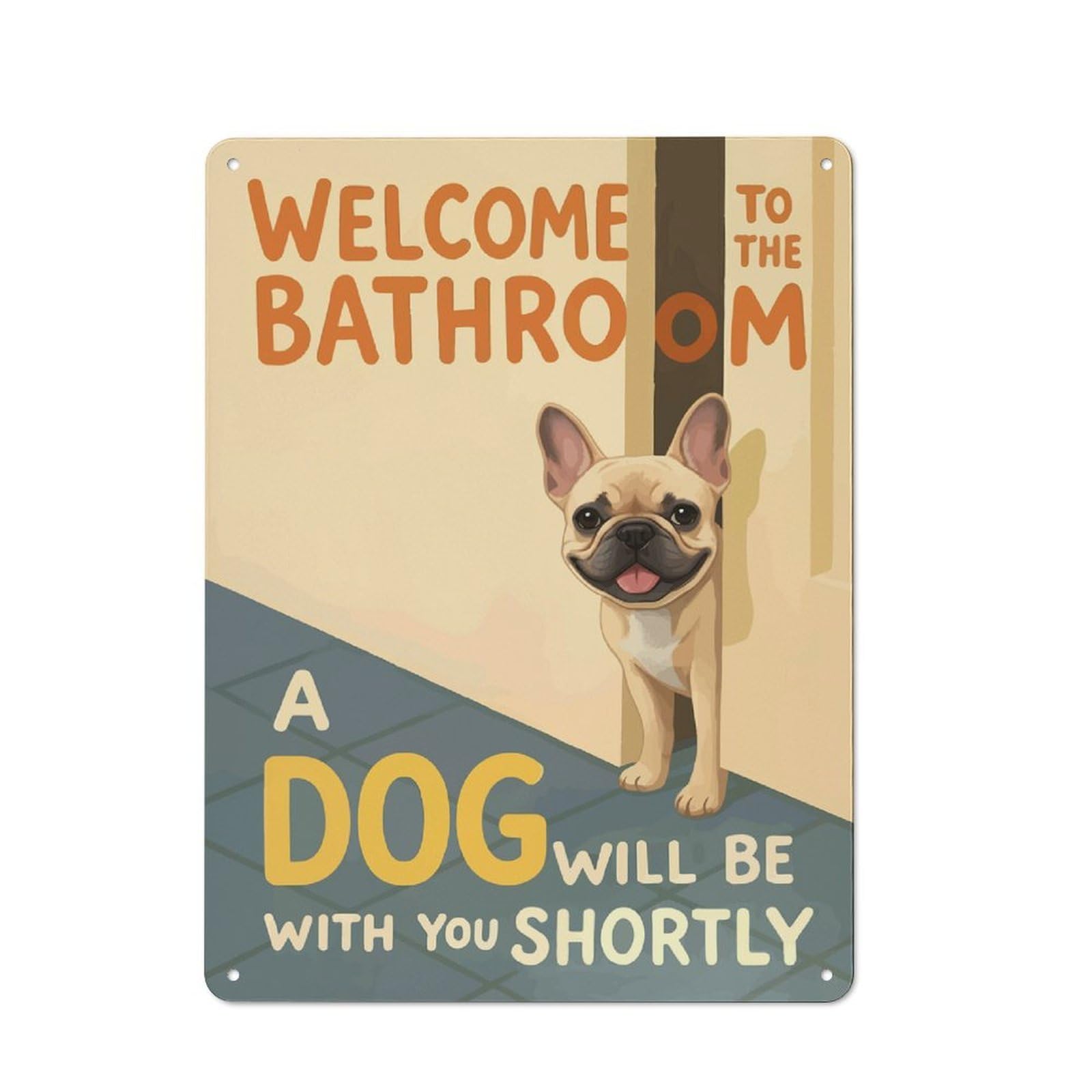 Junmoney Style-15 Tin Wall Plaque 40X30cm With Welcome Bathroom Dog Art For Guest Room Or Hallway, For Garage, Workshop And Man Cave Decoration
