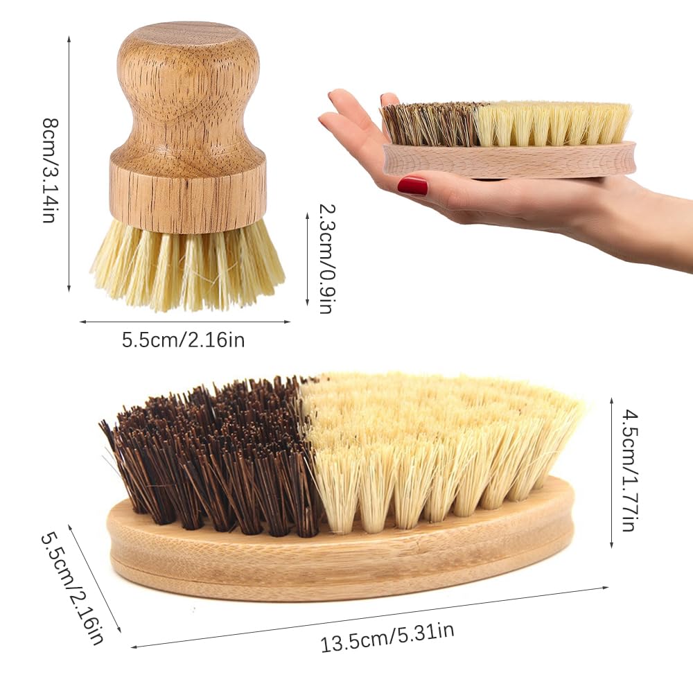 Cepillo Platos Cepillo Fregar Platos 2 Piezas Cepillo de Madera para Verduras Cepillo para Frutas Cepillo para Lavavajillas Cepillo de Madera de Sisal para Cocina Accesorio de Limpieza