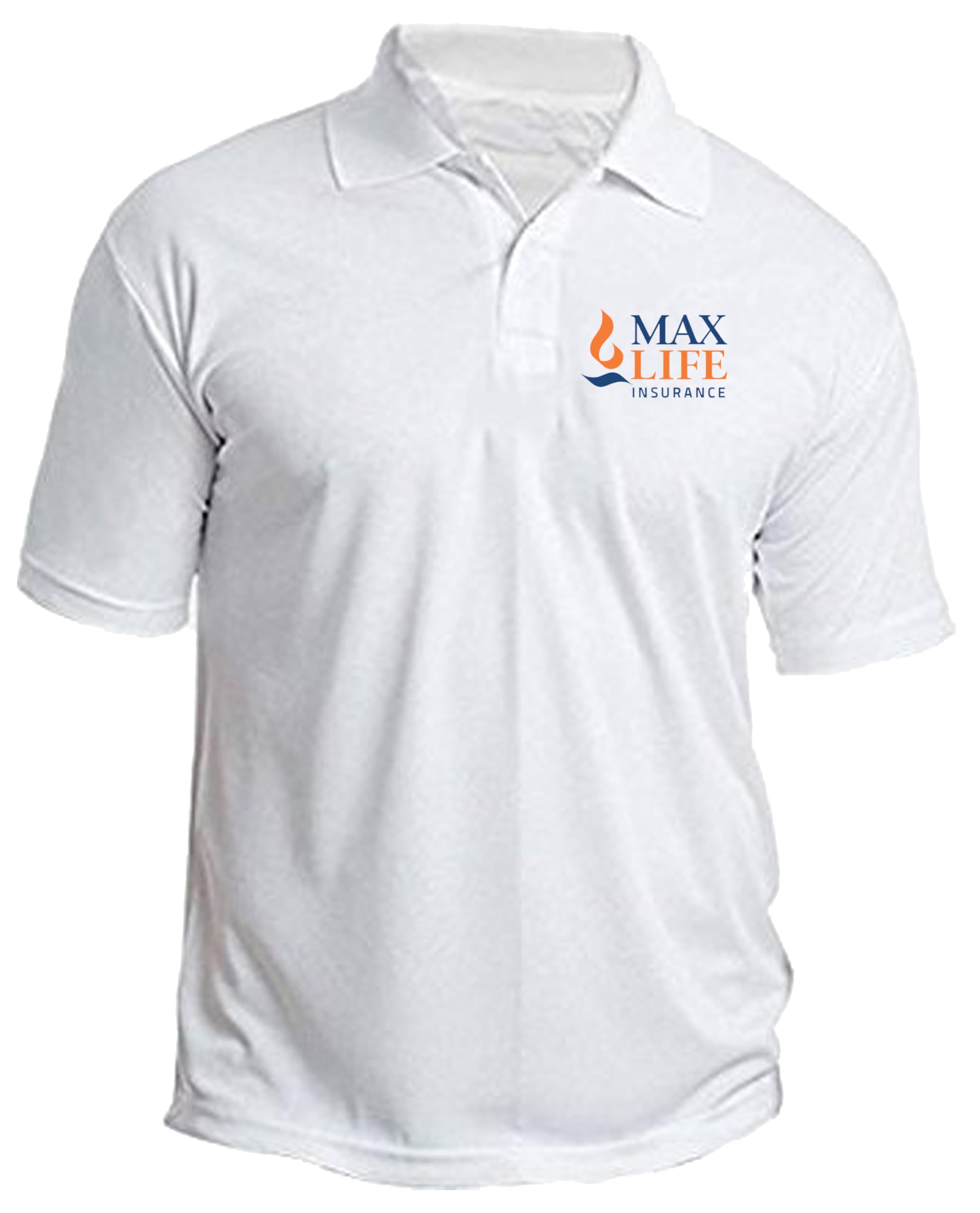 I AM ROMPER Max Life Insurance Logo Printed Polo/Collar, Half Sleeve T-Shirt for Max Life Insurance Staff Employee Promotion T-Shirt for Men & Women White Color