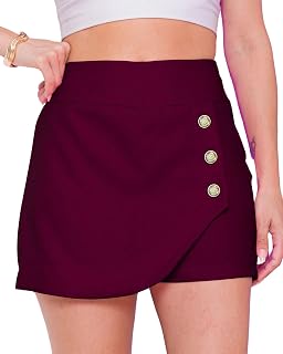ADDYVERO Women High Rise Elasticated Waistband Side Button Skort/Shorts Above Knee/Mini Women Party Bodycon Wrap (Black, 28) Price In India