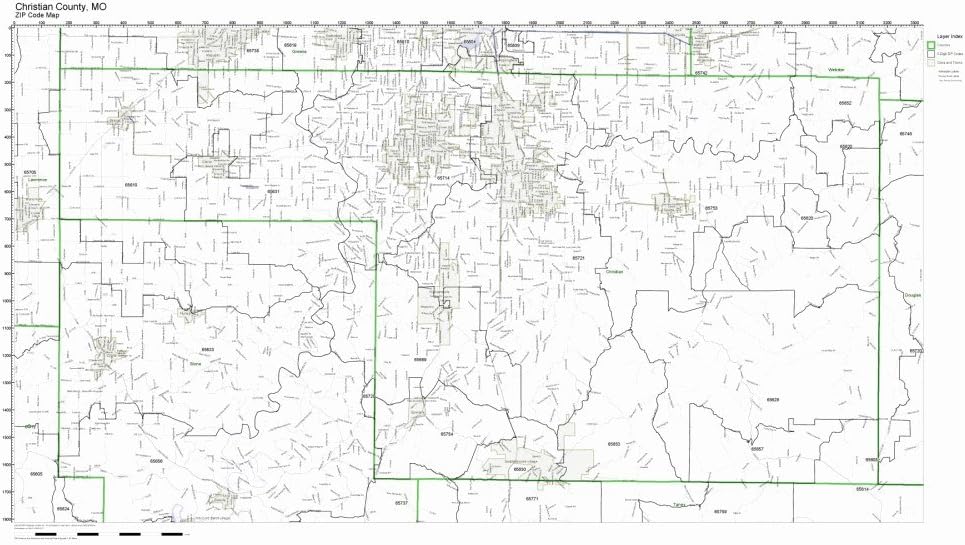 Working Maps Christian County, Missouri MO Zip Code Map Not