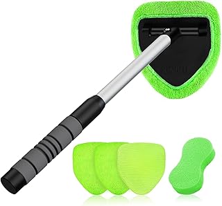 XINDELL Windshield Cleaner Tool – Upgrade Large Head Car Interior&Exterior Window Cleaning Kit with Extendable Handle & 4 ...